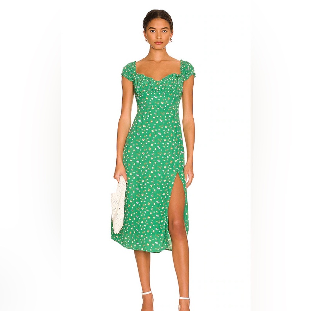 Green Floral Off-Shoulder Dress